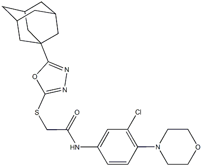 2-{[5-(1-adamantyl)-1,3,4-oxadiazol-2-yl]sulfanyl}-N-[3-chloro-4-(4-morpholinyl)phenyl]acetamide Struktur