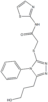 2-{[5-(3-hydroxypropyl)-4-phenyl-4H-1,2,4-triazol-3-yl]sulfanyl}-N-(1,3-thiazol-2-yl)acetamide Struktur