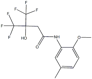 4,4,4-trifluoro-3-hydroxy-N-(2-methoxy-5-methylphenyl)-3-(trifluoromethyl)butanamide Struktur