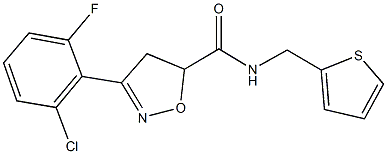 3-(2-chloro-6-fluorophenyl)-N-(2-thienylmethyl)-4,5-dihydro-5-isoxazolecarboxamide Struktur