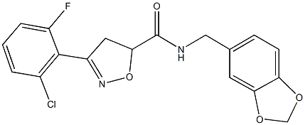 N-(1,3-benzodioxol-5-ylmethyl)-3-(2-chloro-6-fluorophenyl)-4,5-dihydro-5-isoxazolecarboxamide Struktur