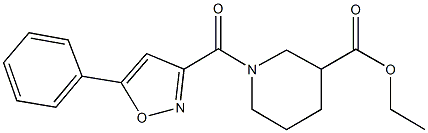 ethyl 1-[(5-phenyl-3-isoxazolyl)carbonyl]-3-piperidinecarboxylate Struktur