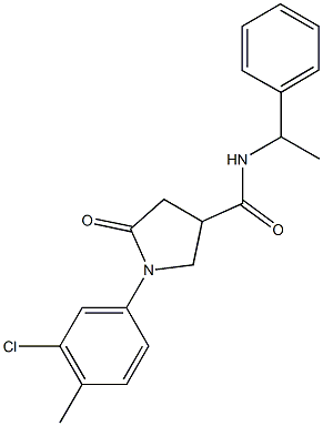 1-(3-chloro-4-methylphenyl)-5-oxo-N-(1-phenylethyl)-3-pyrrolidinecarboxamide Struktur