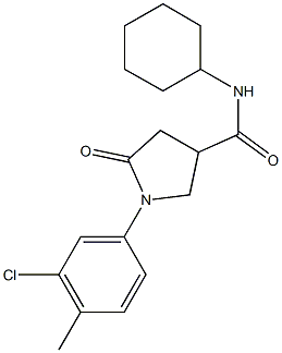 1-(3-chloro-4-methylphenyl)-N-cyclohexyl-5-oxo-3-pyrrolidinecarboxamide Struktur