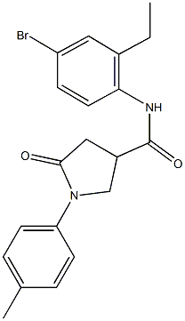 N-(4-bromo-2-ethylphenyl)-1-(4-methylphenyl)-5-oxo-3-pyrrolidinecarboxamide Struktur