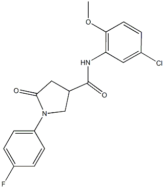 N-(5-chloro-2-methoxyphenyl)-1-(4-fluorophenyl)-5-oxo-3-pyrrolidinecarboxamide Struktur