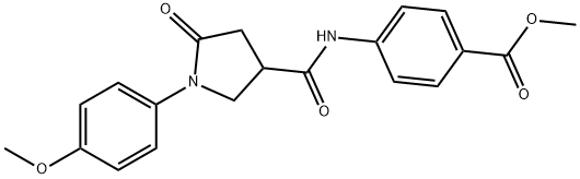 methyl 4-({[1-(4-methoxyphenyl)-5-oxo-3-pyrrolidinyl]carbonyl}amino)benzoate Struktur