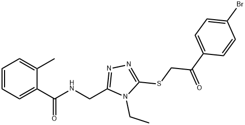 N-[(5-{[2-(4-bromophenyl)-2-oxoethyl]sulfanyl}-4-ethyl-4H-1,2,4-triazol-3-yl)methyl]-2-methylbenzamide Struktur