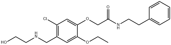 2-(5-chloro-2-ethoxy-4-{[(2-hydroxyethyl)amino]methyl}phenoxy)-N-(2-phenylethyl)acetamide Struktur