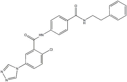 2-chloro-N-(4-{[(2-phenylethyl)amino]carbonyl}phenyl)-5-(4H-1,2,4-triazol-4-yl)benzamide Struktur