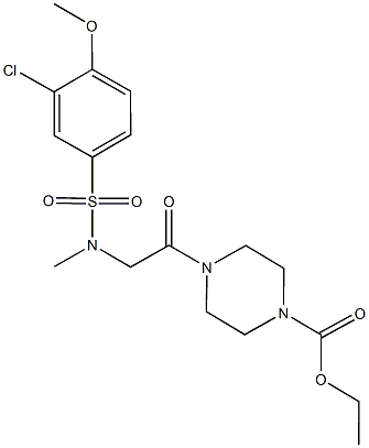 ethyl 4-{[[(3-chloro-4-methoxyphenyl)sulfonyl](methyl)amino]acetyl}-1-piperazinecarboxylate Struktur