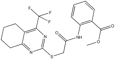 methyl 2-[({[4-(trifluoromethyl)-5,6,7,8-tetrahydro-2-quinazolinyl]sulfanyl}acetyl)amino]benzoate Struktur