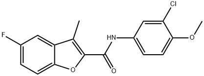 N-(3-chloro-4-methoxyphenyl)-5-fluoro-3-methyl-1-benzofuran-2-carboxamide Struktur