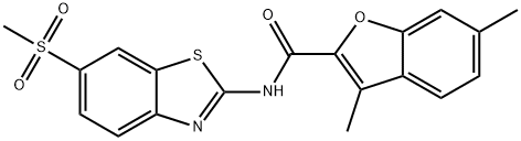 3,6-dimethyl-N-[6-(methylsulfonyl)-1,3-benzothiazol-2-yl]-1-benzofuran-2-carboxamide Struktur