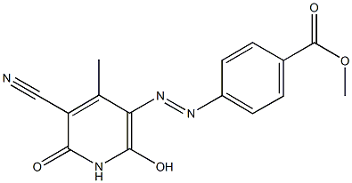 methyl 4-[(5-cyano-2-hydroxy-4-methyl-6-oxo-1,6-dihydro-3-pyridinyl)diazenyl]benzoate Struktur