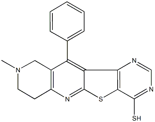 9-methyl-11-phenyl-7,8,9,10-tetrahydropyrimido[4',5':4,5]thieno[2,3-b][1,6]naphthyridin-4-yl hydrosulfide Struktur