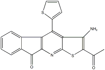 2-acetyl-3-amino-4-(2-thienyl)-9H-indeno[2,1-b]thieno[3,2-e]pyridin-9-one Struktur