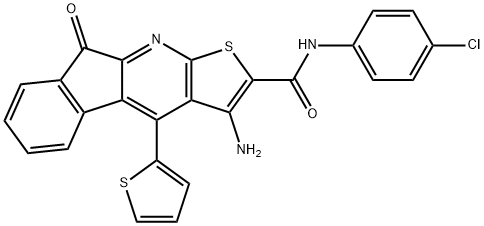 3-amino-N-(4-chlorophenyl)-9-oxo-4-(2-thienyl)-9H-indeno[2,1-b]thieno[3,2-e]pyridine-2-carboxamide Struktur