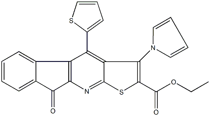 ethyl 9-oxo-3-(1H-pyrrol-1-yl)-4-(2-thienyl)-9H-indeno[2,1-b]thieno[3,2-e]pyridine-2-carboxylate Struktur