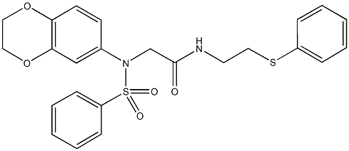 2-[2,3-dihydro-1,4-benzodioxin-6-yl(phenylsulfonyl)amino]-N-[2-(phenylthio)ethyl]acetamide Struktur