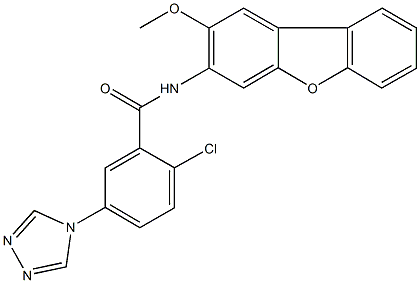 2-chloro-N-(2-methoxydibenzo[b,d]furan-3-yl)-5-(4H-1,2,4-triazol-4-yl)benzamide Struktur