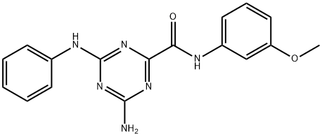 4-amino-6-anilino-N-(3-methoxyphenyl)-1,3,5-triazine-2-carboxamide Struktur