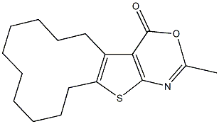 2-methyl-5,6,7,8,9,10,11,12,13,14-decahydro-4H-cyclododeca[4,5]thieno[2,3-d][1,3]oxazin-4-one Struktur