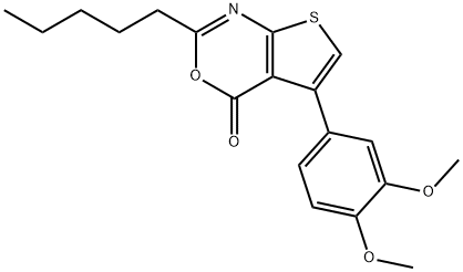 5-(3,4-dimethoxyphenyl)-2-pentyl-4H-thieno[2,3-d][1,3]oxazin-4-one Struktur