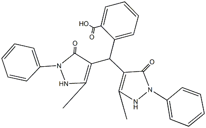 2-[bis(5-methyl-3-oxo-2-phenyl-2,3-dihydro-1H-pyrazol-4-yl)methyl]benzoic acid Struktur