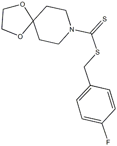 4-fluorobenzyl 1,4-dioxa-8-azaspiro[4.5]decane-8-carbodithioate Struktur