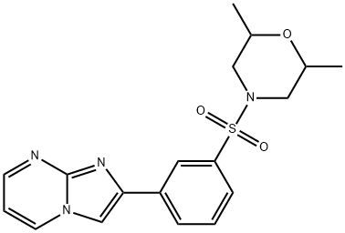 2-{3-[(2,6-dimethyl-4-morpholinyl)sulfonyl]phenyl}imidazo[1,2-a]pyrimidine Struktur