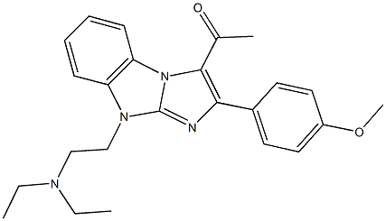 1-[9-[2-(diethylamino)ethyl]-2-(4-methoxyphenyl)-9H-imidazo[1,2-a]benzimidazol-3-yl]ethanone Struktur