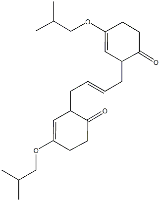 4-isobutoxy-2-[4-(3-isobutoxy-6-oxo-2-cyclohexen-1-yl)-2-butenyl]-3-cyclohexen-1-one Struktur