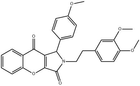 2-[2-(3,4-dimethoxyphenyl)ethyl]-1-(4-methoxyphenyl)-1,2-dihydrochromeno[2,3-c]pyrrole-3,9-dione Struktur