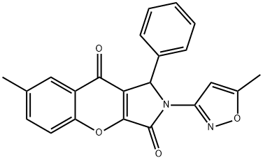 7-methyl-2-(5-methyl-3-isoxazolyl)-1-phenyl-1,2-dihydrochromeno[2,3-c]pyrrole-3,9-dione Struktur