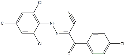 3-(4-chlorophenyl)-3-oxo-2-[(2,4,6-trichlorophenyl)hydrazono]propanenitrile Struktur