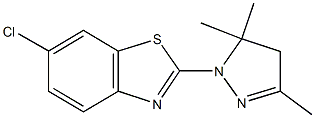 6-chloro-2-(3,5,5-trimethyl-4,5-dihydro-1H-pyrazol-1-yl)-1,3-benzothiazole Struktur