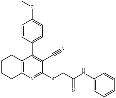 2-{[3-cyano-4-(4-methoxyphenyl)-5,6,7,8-tetrahydro-2-quinolinyl]sulfanyl}-N-phenylacetamide Struktur