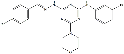 4-chlorobenzaldehyde [4-(3-bromoanilino)-6-(4-morpholinyl)-1,3,5-triazin-2-yl]hydrazone Struktur