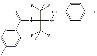 4-methyl-N-[2,2,2-trifluoro-1-[2-(4-fluorophenyl)hydrazino]-1-(trifluoromethyl)ethyl]benzamide Struktur