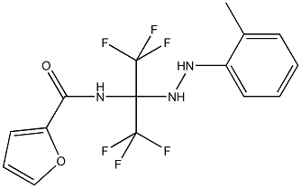 N-[2,2,2-trifluoro-1-[2-(2-methylphenyl)hydrazino]-1-(trifluoromethyl)ethyl]-2-furamide Struktur