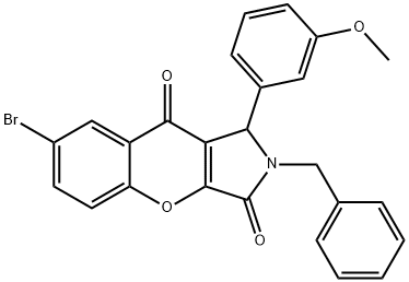 2-benzyl-7-bromo-1-(3-methoxyphenyl)-1,2-dihydrochromeno[2,3-c]pyrrole-3,9-dione Struktur