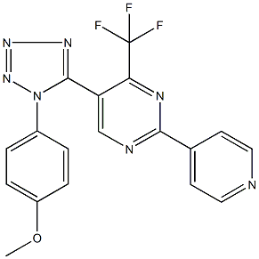 5-[1-(4-methoxyphenyl)-1H-tetraazol-5-yl]-2-(4-pyridinyl)-4-(trifluoromethyl)pyrimidine Struktur