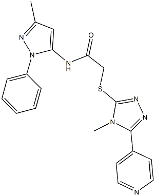 N-(3-methyl-1-phenyl-1H-pyrazol-5-yl)-2-{[4-methyl-5-(4-pyridinyl)-4H-1,2,4-triazol-3-yl]sulfanyl}acetamide Struktur