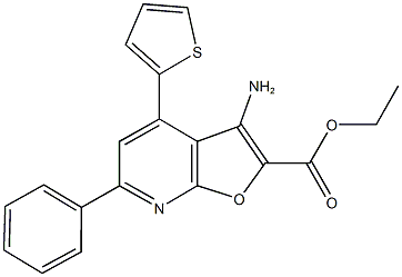 ethyl 3-amino-6-phenyl-4-(2-thienyl)furo[2,3-b]pyridine-2-carboxylate Struktur