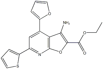 ethyl 3-amino-4-(2-furyl)-6-(2-thienyl)furo[2,3-b]pyridine-2-carboxylate Struktur