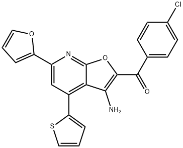 [3-amino-6-(2-furyl)-4-(2-thienyl)furo[2,3-b]pyridin-2-yl](4-chlorophenyl)methanone Struktur