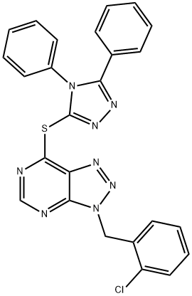 3-(2-chlorobenzyl)-3H-[1,2,3]triazolo[4,5-d]pyrimidin-7-yl 4,5-diphenyl-4H-1,2,4-triazol-3-yl sulfide Struktur