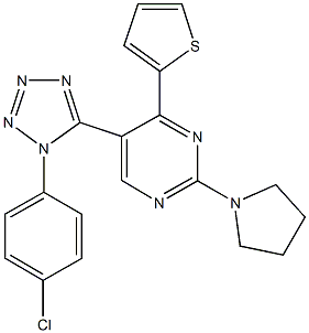 5-[1-(4-chlorophenyl)-1H-tetraazol-5-yl]-2-(1-pyrrolidinyl)-4-(2-thienyl)pyrimidine Struktur