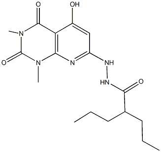 N'-(5-hydroxy-1,3-dimethyl-2,4-dioxo-1,2,3,4-tetrahydropyrido[2,3-d]pyrimidin-7-yl)-2-propylpentanohydrazide Struktur